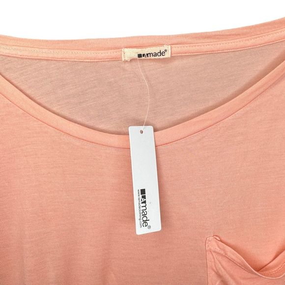 Lamade Womens T-Shirt Peach Short Sleeve Pocket S New - Picture 5 of 5